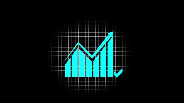 Business graph cyan color digital showing financial diagrams steady investment increase in profits. Perfect for stock market analysis, business presentations, and economic projects black