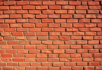 Obraz premium Rough, textured brick wall background, various shades of red and brown, building, uneven