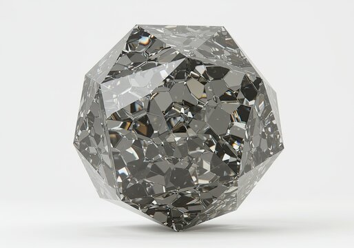 A geometric crystal intricate facets isolated on a white background 