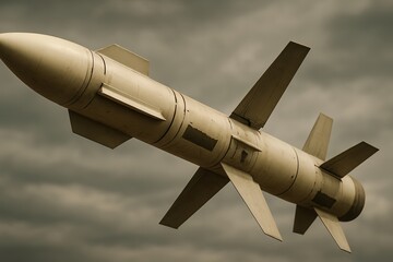 Advanced Cruise Missile in Flight Against Dramatic Sky