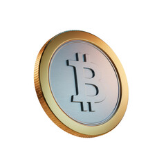 Gleaming bitcoin representation on a transparent canvas, digital currency age of innovation and