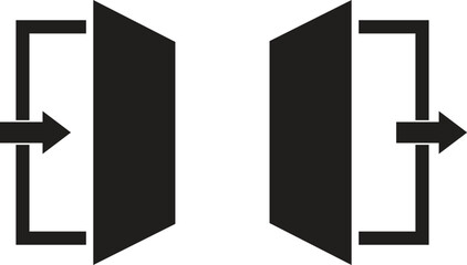 Login and Logout Icon Set . Entrance and Exit Sign Vector

