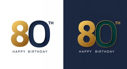 Elegant 80th birthday celebration graphic anniversary greeting card design
