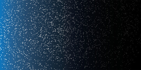 Shimmering white particles and glitter dust on a dark blue to black gradient background.
