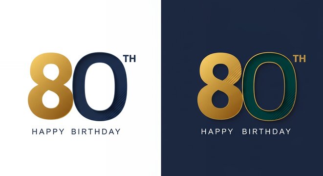 Elegant 80th birthday celebration graphic anniversary greeting card design
