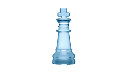 Isolated blue chess king piece on black background