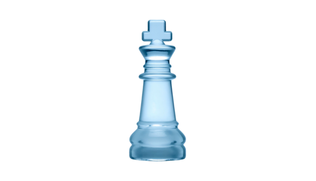 Isolated blue chess king piece on black background