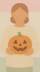 Fototapeta premium Minimalist Halloween pumpkin illustration.