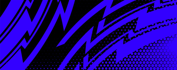 sports background, banner design in blue and black with pointed shapes and empty space
