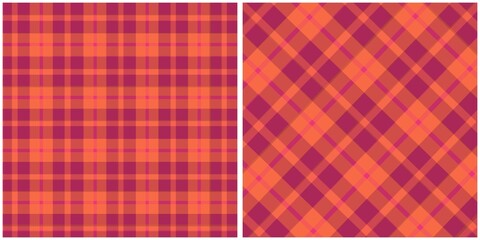 Plaid Fabric Textures Maroon and Orange, seamless plaid pattern, Vector illustration, tartan pattern, Scottish