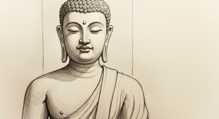 Meditative Buddha Portrait Drawing: A Serene Depiction of Spiritual Enlightenment