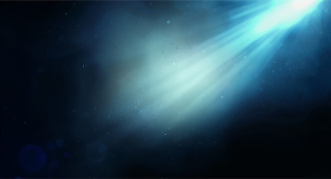 Bright Blue Spotlight Beam with Particles in Darkness Keywords: abstract, light, spotlight, beam - Powered by Adobe