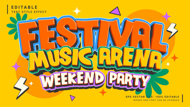 Festival music arena party text effect. Retro and vintage editable text effect template - Powered by Adobe