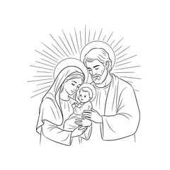 Holy Family with Baby Jesus in Nativity Scene for Christmas   © Tatiana