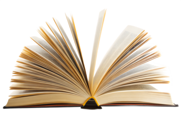 Open book with fanned pages on background isolated on a transparent background reading