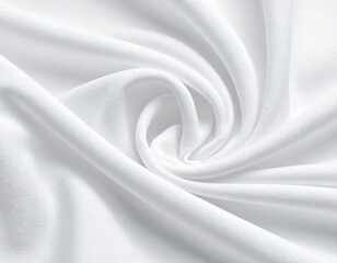 Close up of Soft White Terrycloth Towel Twisted in a Spiral Pattern Gentle Light Creates Smooth Shadows and Highlights Detailing Absorbent Texture