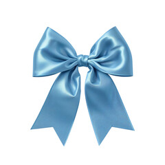 Naklejka premium Elegant blue satin ribbon bow on a black background for festive decoration and gift wrapping