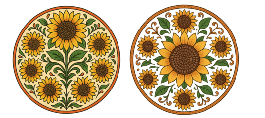 Vibrant Sunflower Floral Rangoli Design