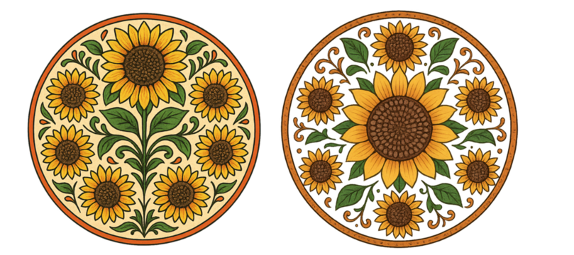 Vibrant Sunflower Floral Rangoli Design