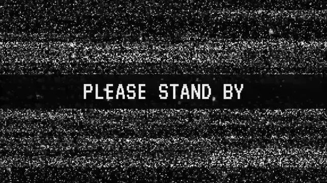 Television static with the words please stand by. Suitable for graphic design projects, social media posts, video editing, or tvrelated content.
