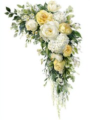 Elegant Watercolor Flower Arrangement with High Detail