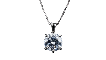 Sparkling diamond pendant necklace with chain on a black background