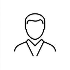 Professional male user icon, black outline, representing a corporate profile or identity with copy space