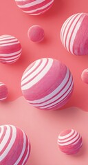 Pink striped spheres on a soft pink background