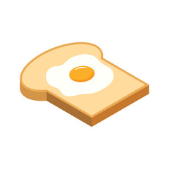 Fried eggs on a slice of bread. Healthy delicious breakfast flat vector illustration