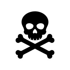 a black skull and crossbones silhouette black vector