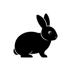 a charming black silhouette of a fluffy bunny silhouette