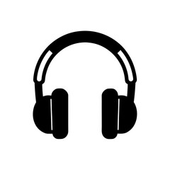 a headphone silhouette black vector icon style simole