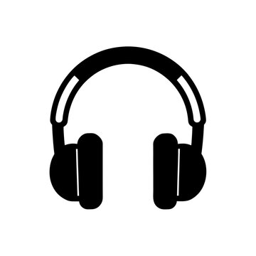 a headphone silhouette black vector icon style simole