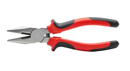 Obraz premium Red and black handled needle nose pliers isolated PNG with Transparent Background