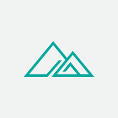 Modern mountain logo vector illustration for outdoor business and travel brands, minimal line art design concept