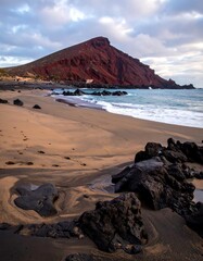 Volcanic beach at sunrise (1)