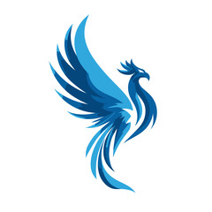 Obraz premium Stylized, blue bird with flowing lines against a white background
