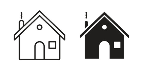 Winter Cabin icons simple vector set. logo sign symbol set