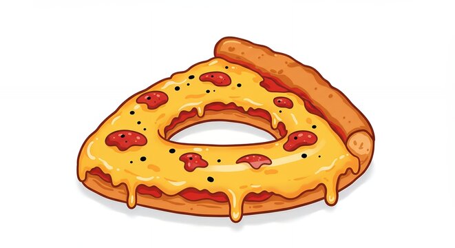 Pizza slice illustration isolated cartoon food design with cheese and pepperoni