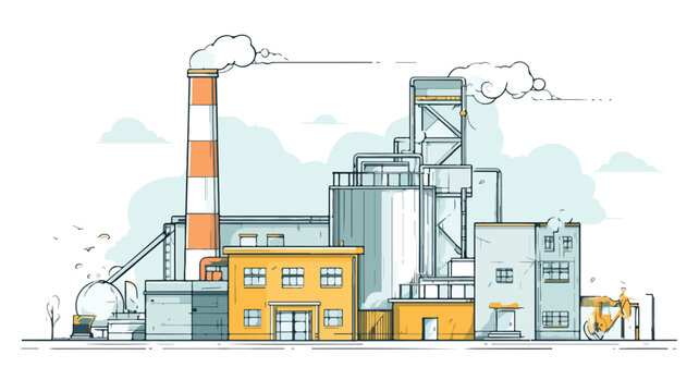 Modern Industrial Factory Flat Style Illustration for Adobe Stock Photos