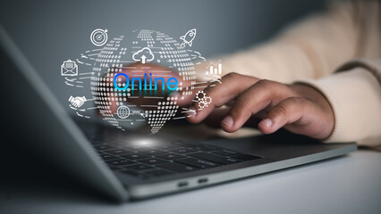 Online Business and Digital Technology Network with Global Internet Connection