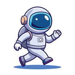 Fototapeta premium Cartoon astronaut walking, space exploration theme