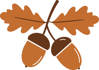 Vector illustration of oak acorns and leaves scalable eps graphic nature autumn