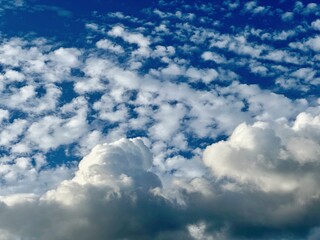 blue sky background with tiny clouds, nature abstract background, cloudscape, Sunlight