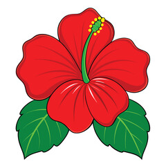 Cartoon red hibiscus flower for decoration