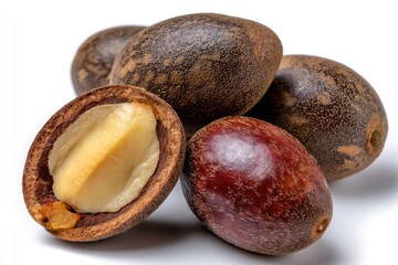 Fototapeta premium Spondias mombin Fruit Half Showing Seed and Pulp hog plum