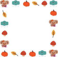 cute frame border with autumn element drawing. cute cartoon for photo frame
