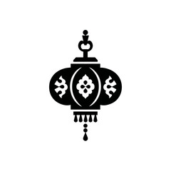 Obraz premium Black and white illustration of an ornate, spherical lantern, isolated on white