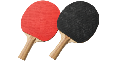 Red and black table tennis rackets for leisure isolated PNG with Transparent Background