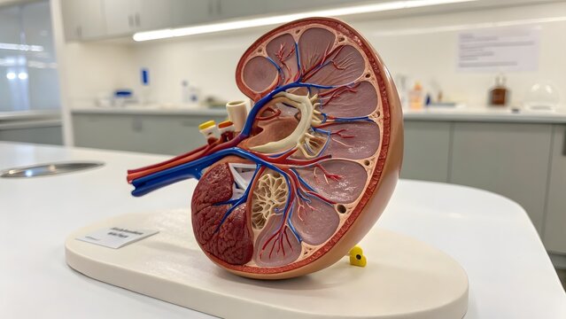 Detailed anatomical model of a spleen demonstrating structure